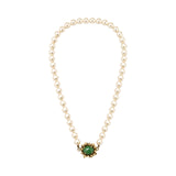 Pearl Necklace with Floral Jade Clasp