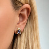 Oval Tanzanite and Diamond Stud Earrings