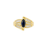 Blue Sapphire and Diamond Bypass Ring