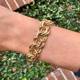 14K Solid Yellow Gold Double Link Bracelet