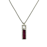 18K White Gold Diamond & Garnet Necklace