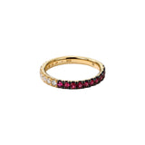 Half & Half Ruby and Diamond Thread Ring