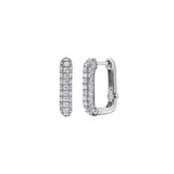 14K White Gold Diamond Rectangle Huggie Earrings - Bay Hill Jewelers
