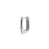 14K White Gold Diamond Rectangle Huggie Earrings - Bay Hill Jewelers