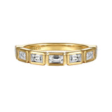 Gabriel & Co. - 14K Yellow Gold Bezel Baguette Diamond Anniversary Band size 6.5 - Bay Hill Jewelers