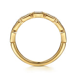 Gabriel & Co. - 14K Yellow Gold Bezel Baguette Diamond Anniversary Band size 6.5 - Bay Hill Jewelers