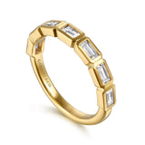 Gabriel & Co. - 14K Yellow Gold Bezel Baguette Diamond Anniversary Band size 6.5 - Bay Hill Jewelers