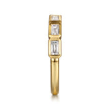 Gabriel & Co. - 14K Yellow Gold Bezel Baguette Diamond Anniversary Band size 6.5 - Bay Hill Jewelers