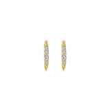 14K Yellow Gold Classic Round 15mm Diamond Huggie Earrings