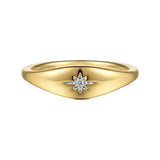 14K Yellow Gold Diamond Signet Ring
