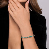14K Yellow Gold Diamond and Malachite Bangle Bracelet