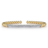 14K Yellow Gold DiamondPave Bar Bujukan Split Bangle