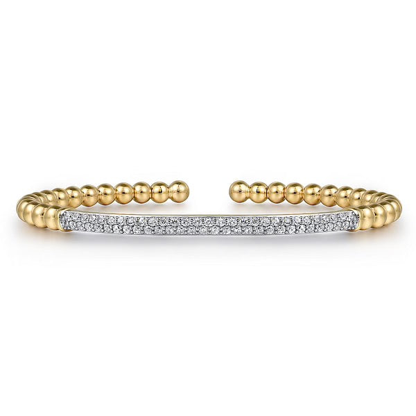 14K Yellow Gold DiamondPave Bar Bujukan Split Bangle