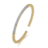 14K Yellow Gold DiamondPave Bar Bujukan Split Bangle