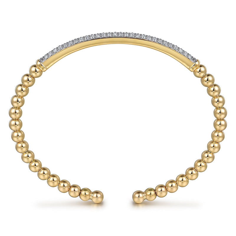 14K Yellow Gold DiamondPave Bar Bujukan Split Bangle