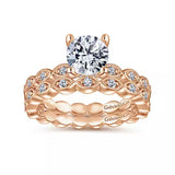 14K Rose Gold Vintage Style Diamond Wedding Band - Bay Hill Jewelers