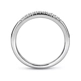 14K White Gold 11 Stone French Pave Diamond Wedding Band - Bay Hill Jewelers