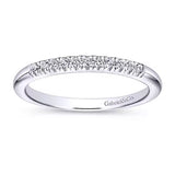 14K White Gold 11 Stone French Pave Diamond Wedding Band - Bay Hill Jewelers