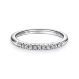 14K White Gold 11 Stone French Pave Diamond Wedding Band - Bay Hill Jewelers