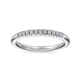 14K White Gold 11 Stone French Pave Diamond Wedding Band - Bay Hill Jewelers