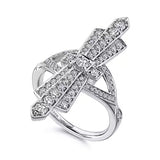 14K White Gold Art Deco Inspired Diamond Ring - Bay Hill Jewelers