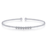 14K White Gold Bujukan Bead Cuff Bracelet with Cluster Diamond Stations - Bay Hill Jewelers