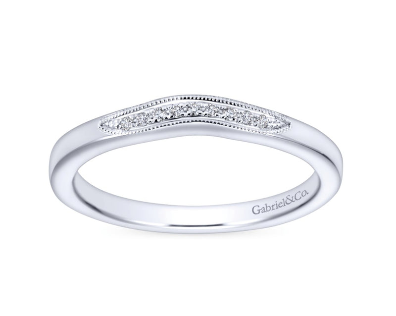 14k White Gold Curved Diamond Band - 0.04 cttw Diamonds - Bay Hill Jewelers