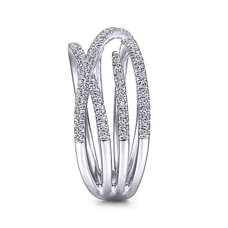 14K White Gold Diamond Criss Cross Ring - Bay Hill Jewelers