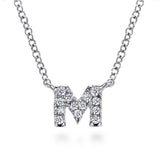 14K White Gold Diamond M Initial Pendant Necklace - Bay Hill Jewelers