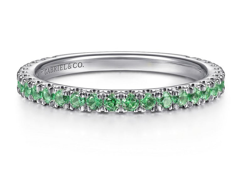 14K White Gold Emerald Stackable Ring - Bay Hill Jewelers