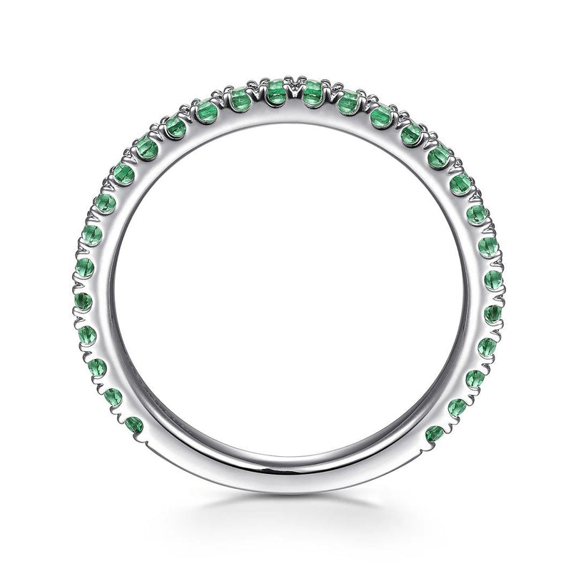 14K White Gold Emerald Stackable Ring - Bay Hill Jewelers