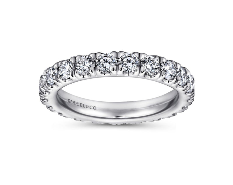 14K White Gold French Pavé Set Diamond Eternity Band - 1.95 cttw Diamonds - Bay Hill Jewelers