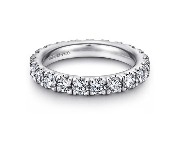 14K White Gold French Pavé Set Diamond Eternity Band - 1.95 cttw Diamonds - Bay Hill Jewelers