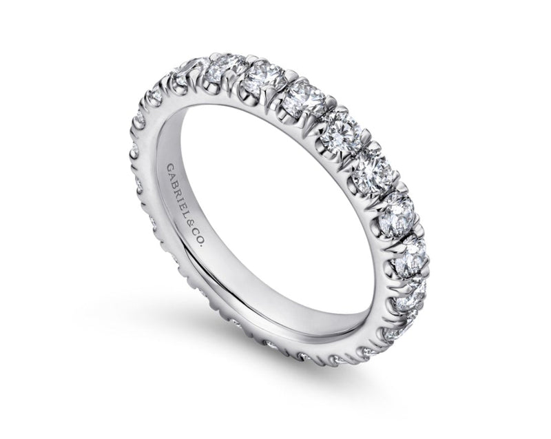 14K White Gold French Pavé Set Diamond Eternity Band - 1.95 cttw Diamonds - Bay Hill Jewelers