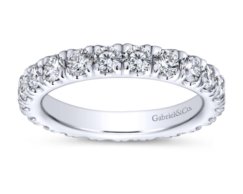 14K White Gold French Pavé Set Diamond Eternity Band - 1.95 cttw Diamonds - Bay Hill Jewelers