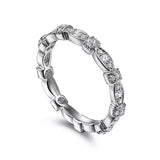 14K White Gold Geometric Stackable Diamond Ring - Bay Hill Jewelers