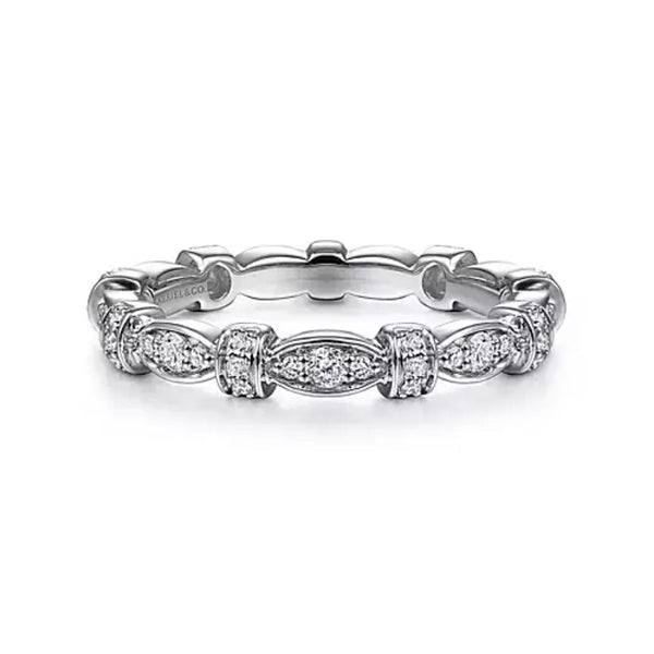 14K White Gold Geometric Stackable Diamond Ring - Bay Hill Jewelers