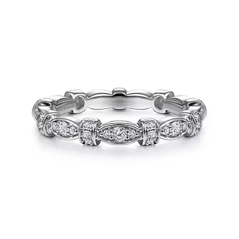 14K White Gold Geometric Stackable Diamond Ring - Bay Hill Jewelers