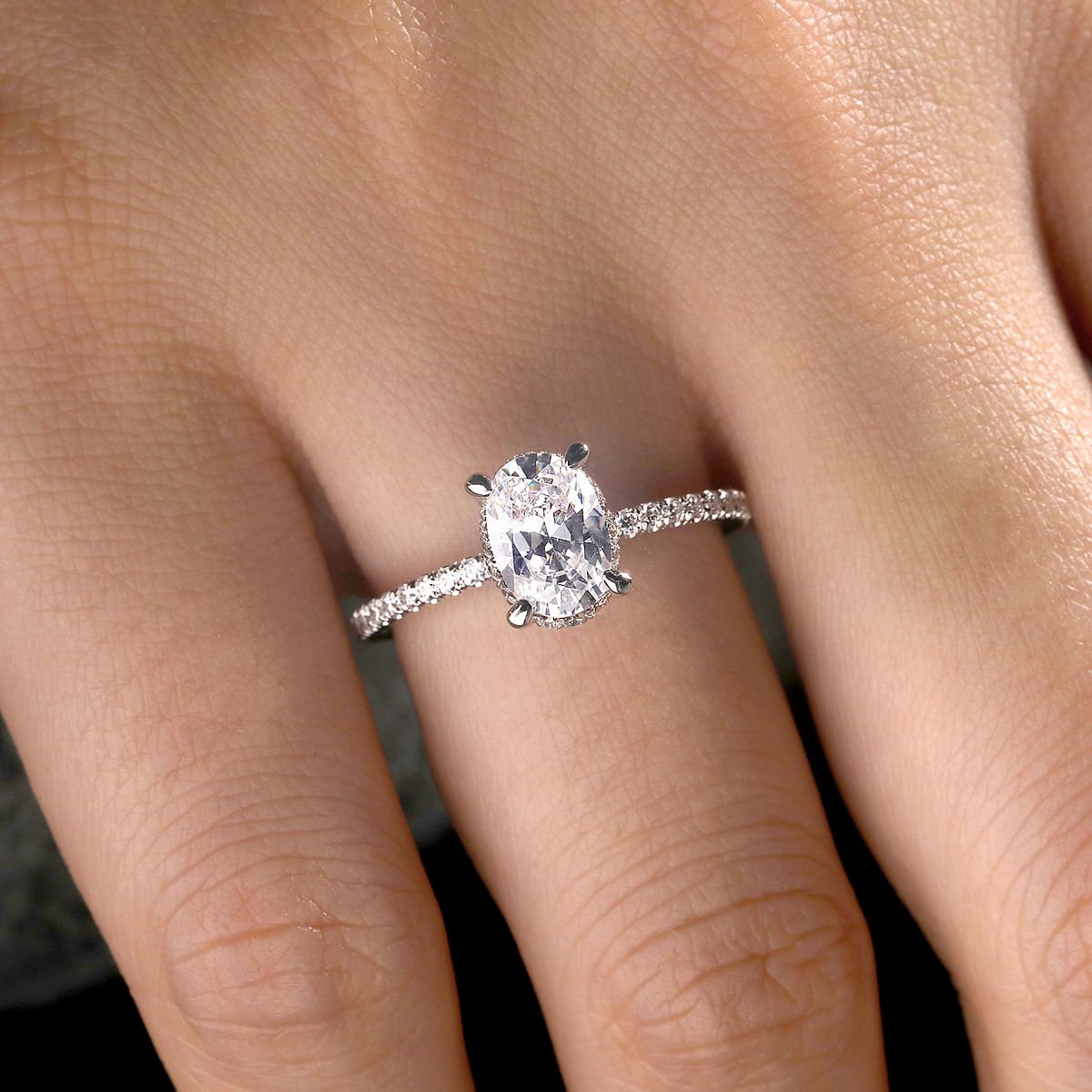 14K White Gold Hidden Halo Oval Diamond Engagement Ring – Bay Hill