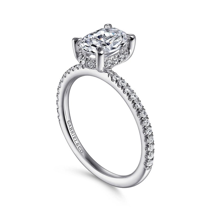 14K White Gold Hidden Halo Oval Diamond Engagement Ring - Bay Hill Jewelers