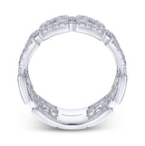 14K White Gold Layered Wide Band Diamond Ring - Bay Hill Jewelers