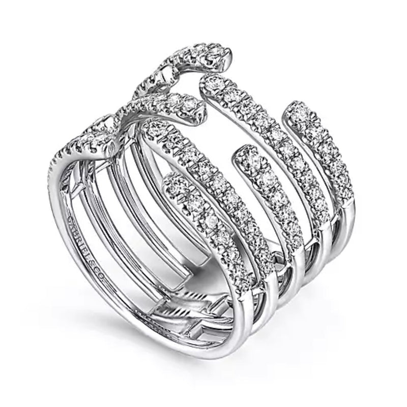 14k White Gold Open Line Diamond Fashion Ring - Bay Hill Jewelers