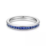 14K White Gold Princess Cut Sapphire Stackable Band - Bay Hill Jewelers