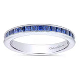 14K White Gold Princess Cut Sapphire Stackable Band - Bay Hill Jewelers