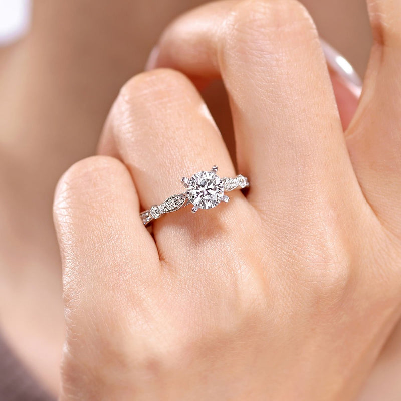 14K White Gold Round Diamond Engagement Ring - Bay Hill Jewelers