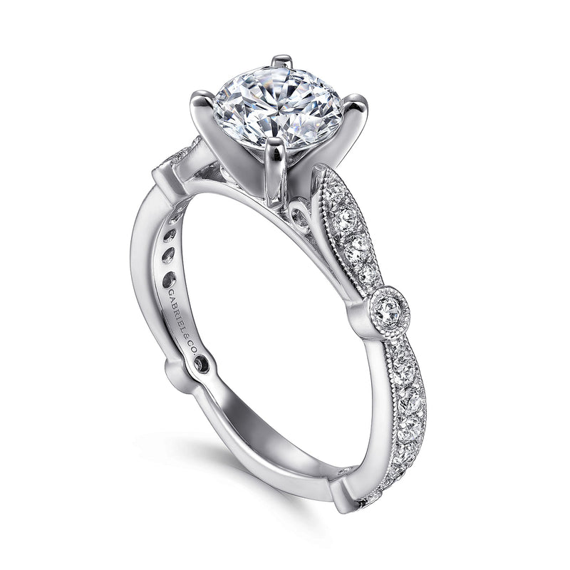 14K White Gold Round Diamond Engagement Ring - Bay Hill Jewelers