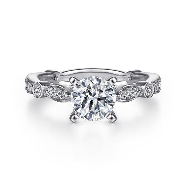 14K White Gold Round Diamond Engagement Ring - Bay Hill Jewelers