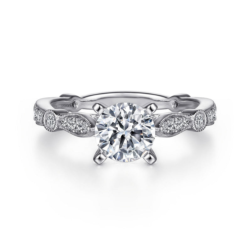 14K White Gold Round Diamond Engagement Ring - Bay Hill Jewelers