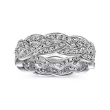 14K White Gold Twisted Diamond Rows Stackable Eternity Ring - Bay Hill Jewelers