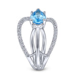 14K White Gold Twisted Split Shank Swiss Blue Topaz Ring - Bay Hill Jewelers